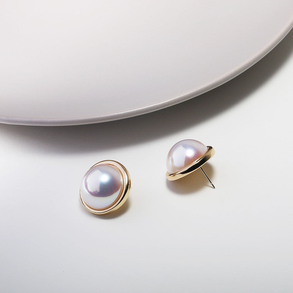 Needle Mermaid Pearl Female Simple Ear Clip Geometric Stud Earrings