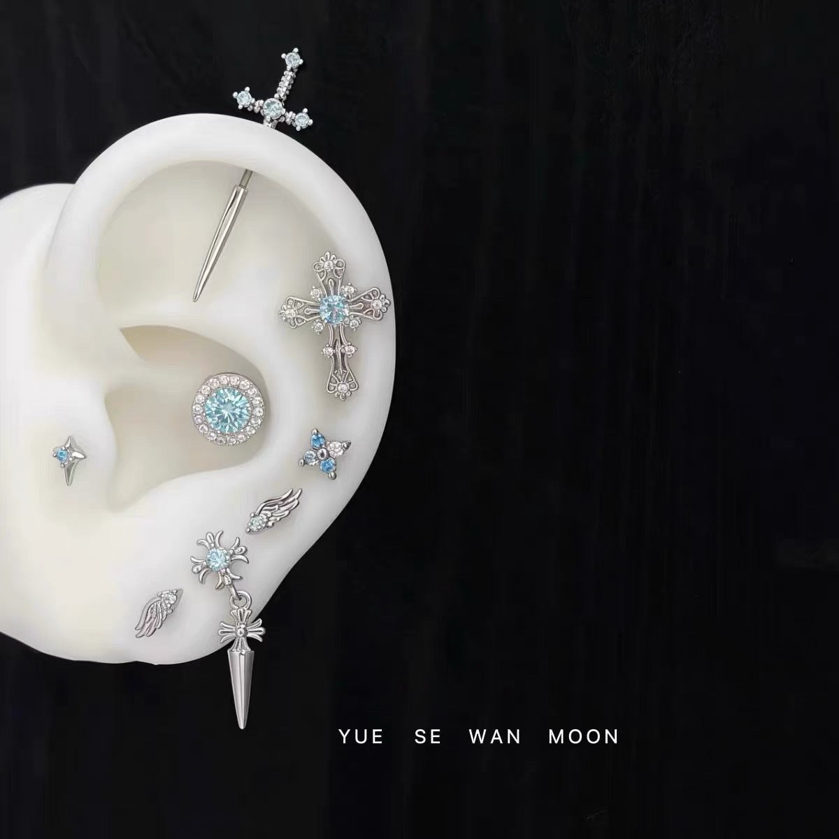 Culture Cross Love Wings Bone Sweet Cool Stud Earrings