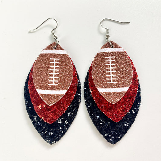 Color Matching Cheerleading Rugby Baseball Softball Leather Earrings