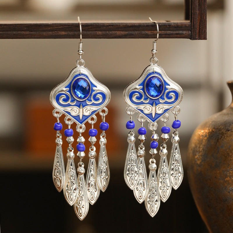 Style Design Long Leaf-shaped Female Yunnan Earrings
