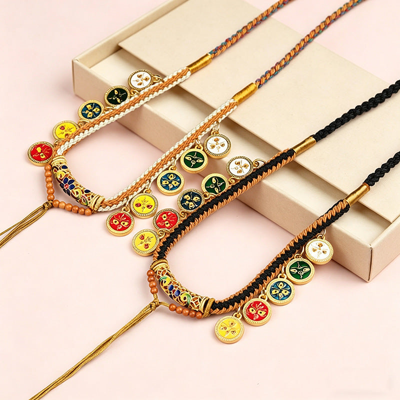Style Tibet Beads Handmade Braided Rope Beeswax Amulet Bracelet