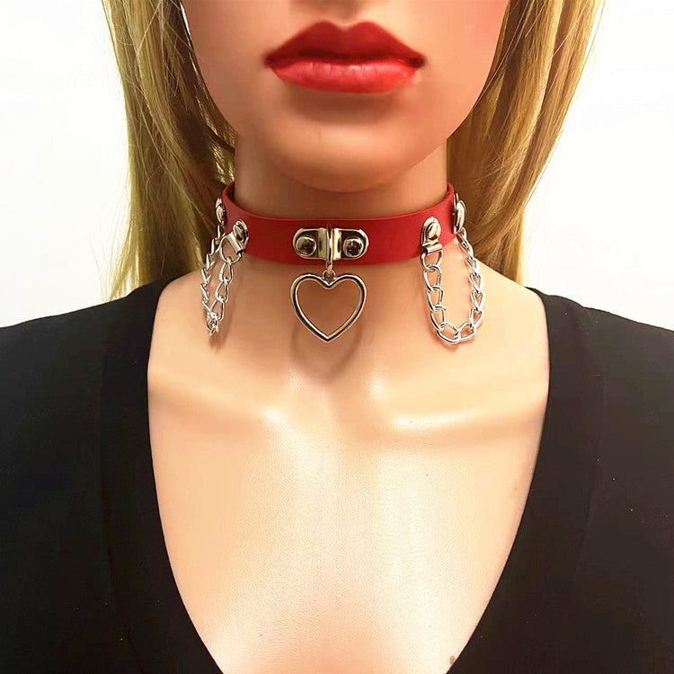 Wang Punk Chain Love Heart Fashion Street Necklaces