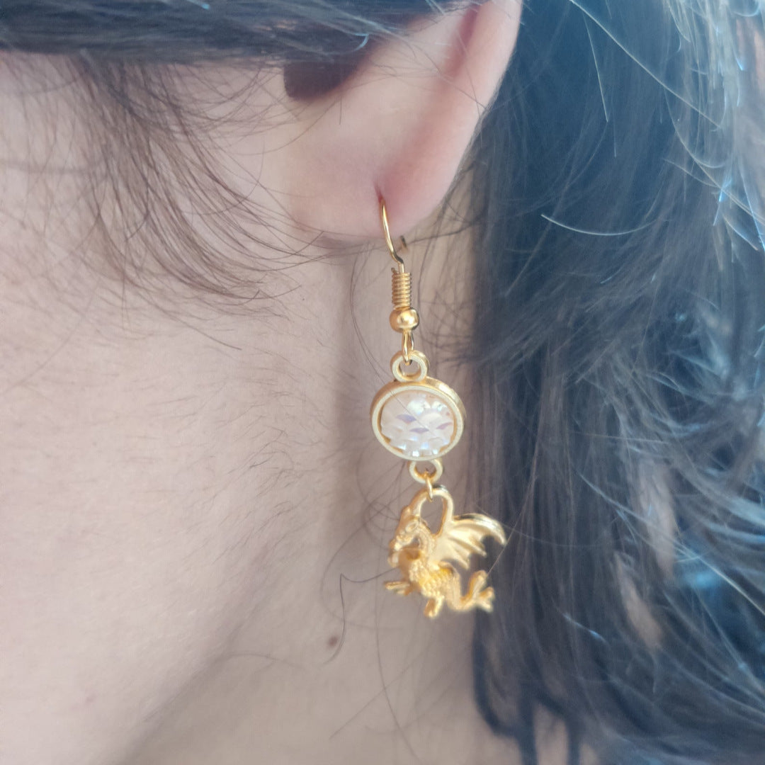 Women's Dragon Gift For Resin Scales Egg Role Play Earrings