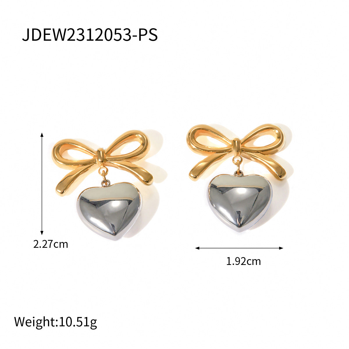 Women's Love Stainless Steel Gold Sier Two-tone Temperament Wild Earrings