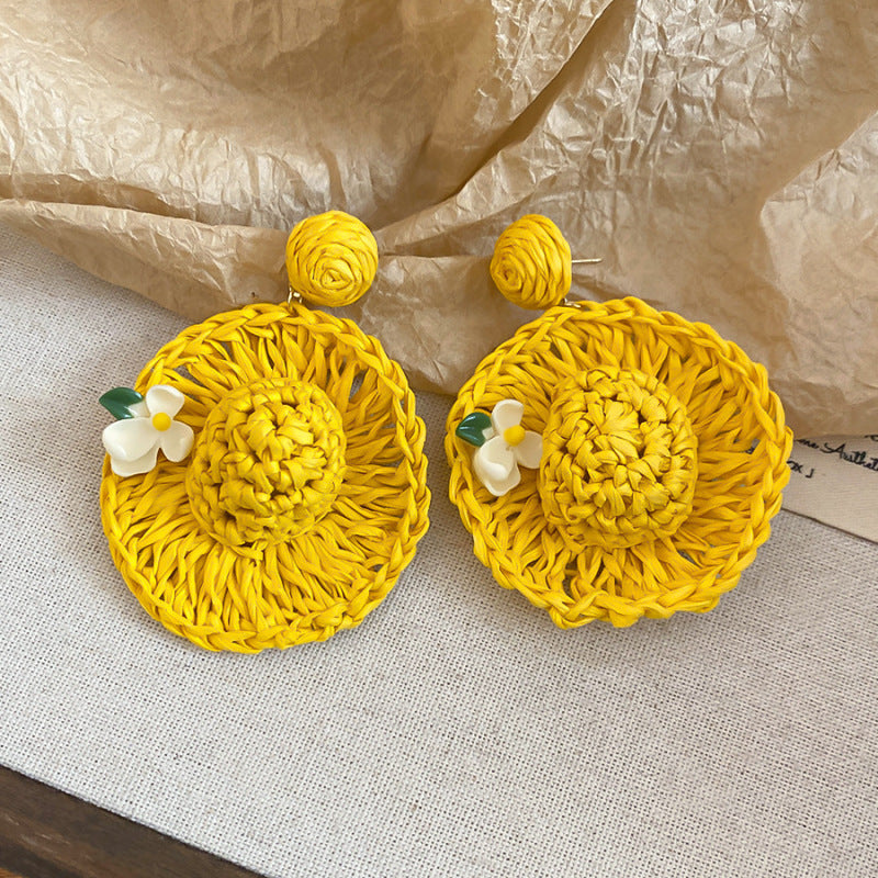 Women's Green Leaf Lily Yellow Series Tassel Light Luxury High-grade Sweet Rings