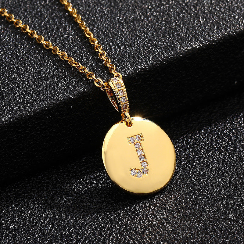 Women's Letter Fashionable English Copper Inlaid Zircon Small Necklaces