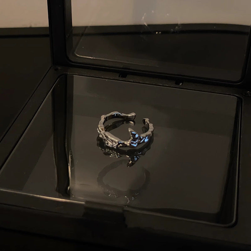 Tin Foil Cold Wind Design Female Irregular Light Luxury High-grade Ring