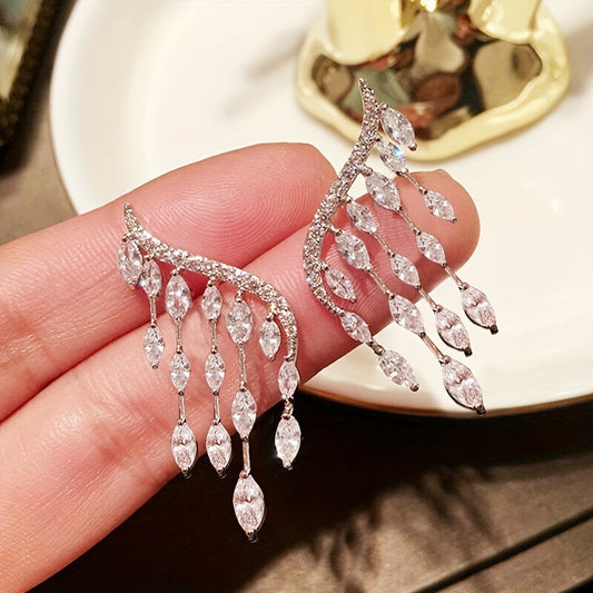 Luxury Full Diamond Rhinestone Angel Wings Water Stud Earrings