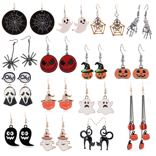 Halloween Series Horror Funny Ghost Bat Earrings