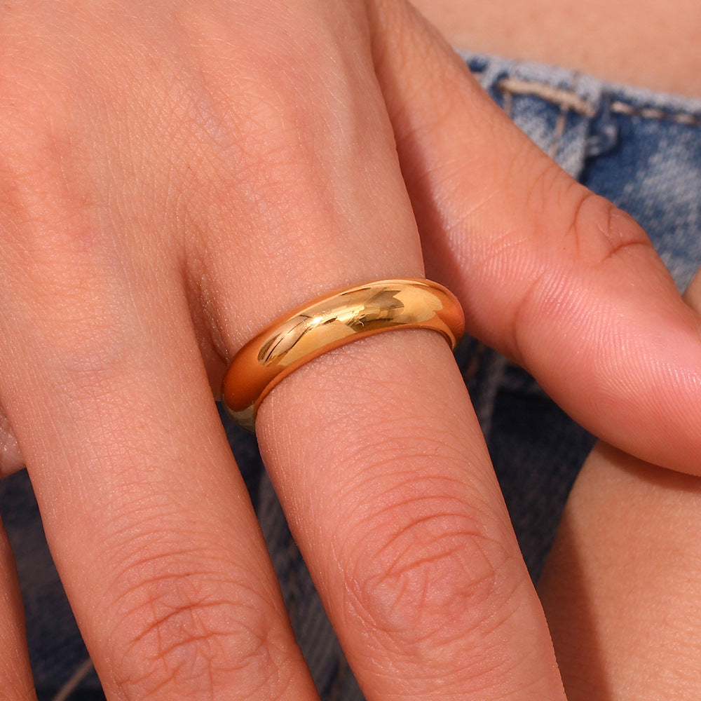 Simple Thick Stainless Steel Gold Plated Affordable Luxury Ring