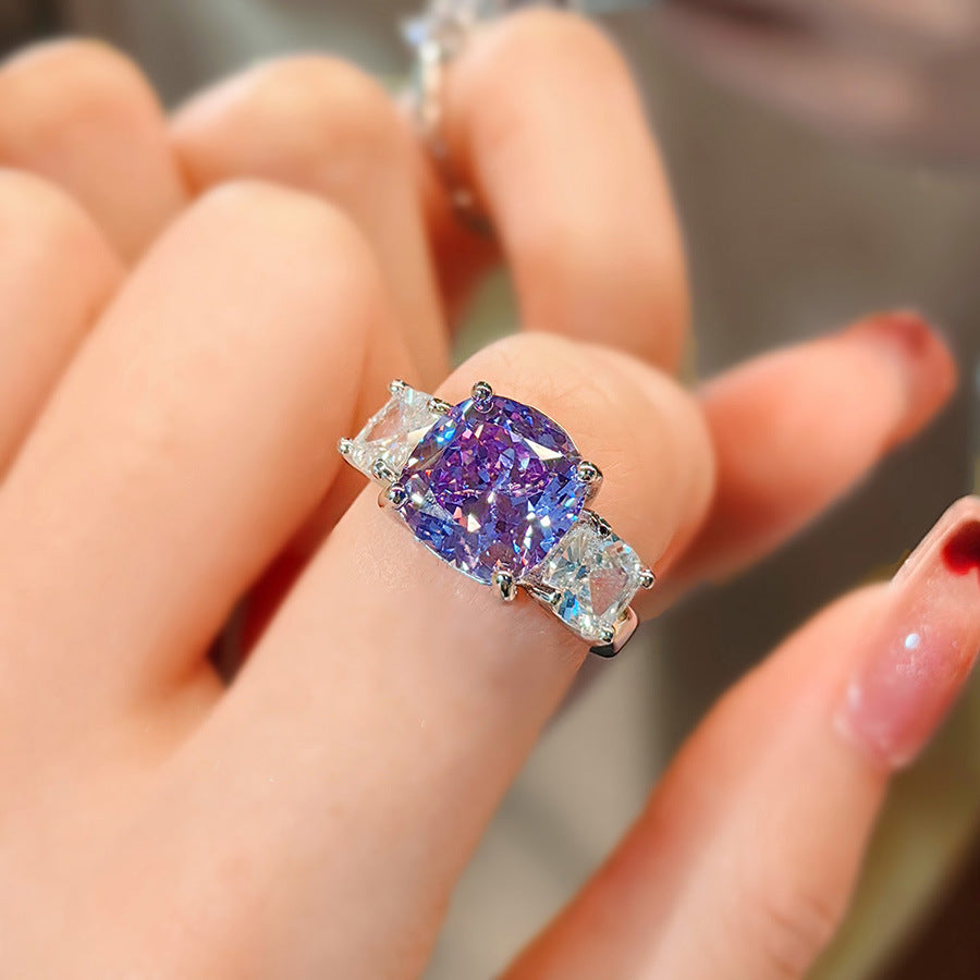 Women's Luxury Fashion Versatile Pink Diamond Purple Jewelry Set