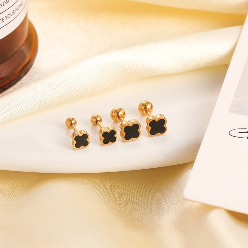 Clover Female Titanium Steel Ear Bone Stud Earrings