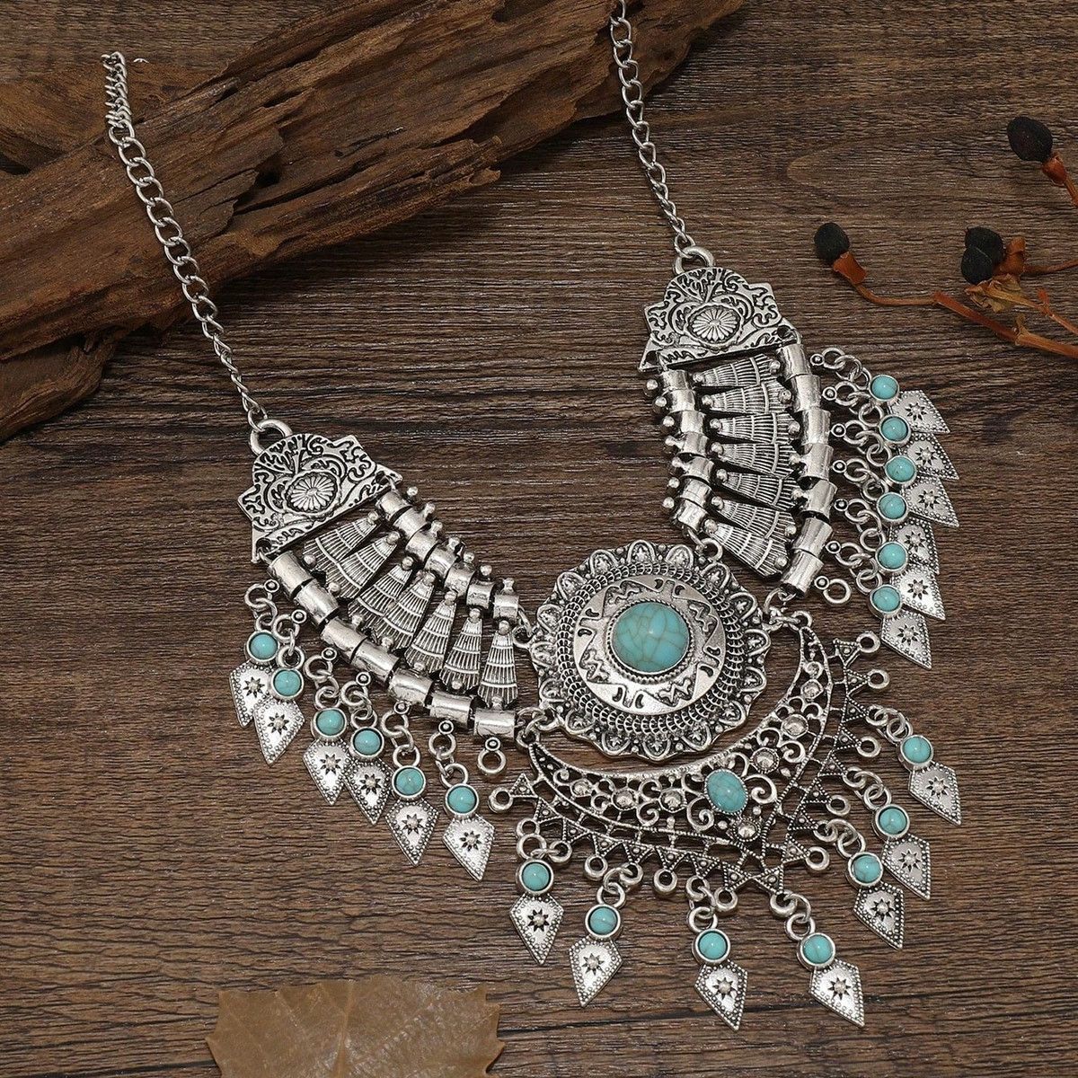 Ethnic Water Drop Tassel Sweater Chain Necklaces