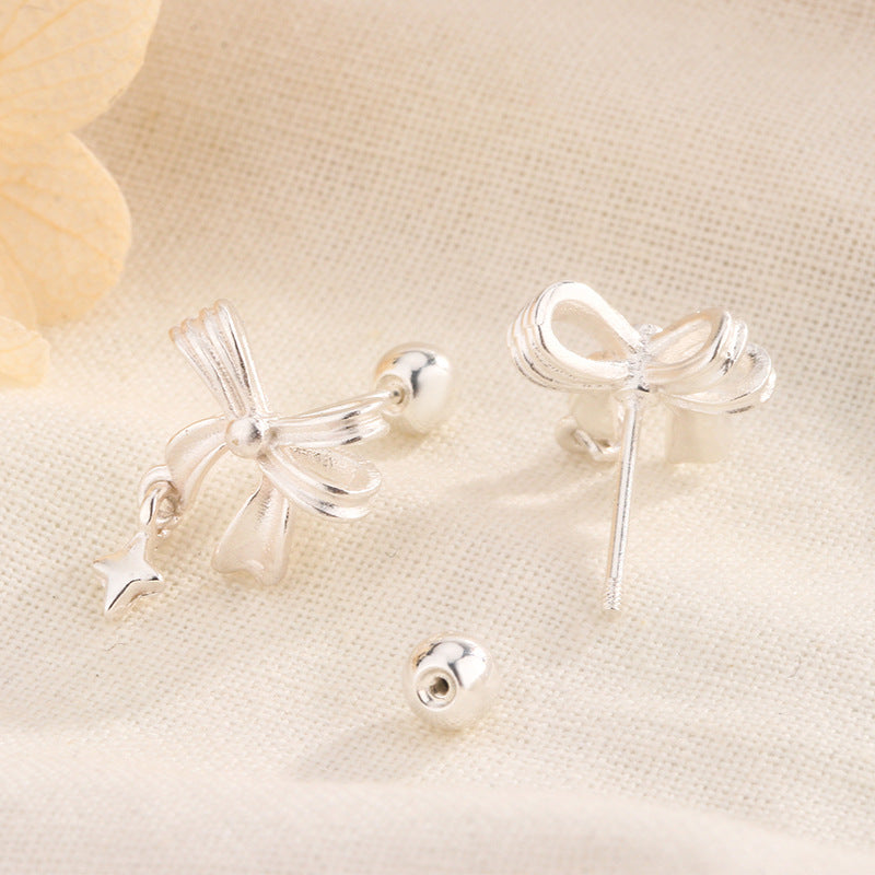 Light Luxury Bow Tassel Star Ear Niche Design Bone Before Stud Earrings