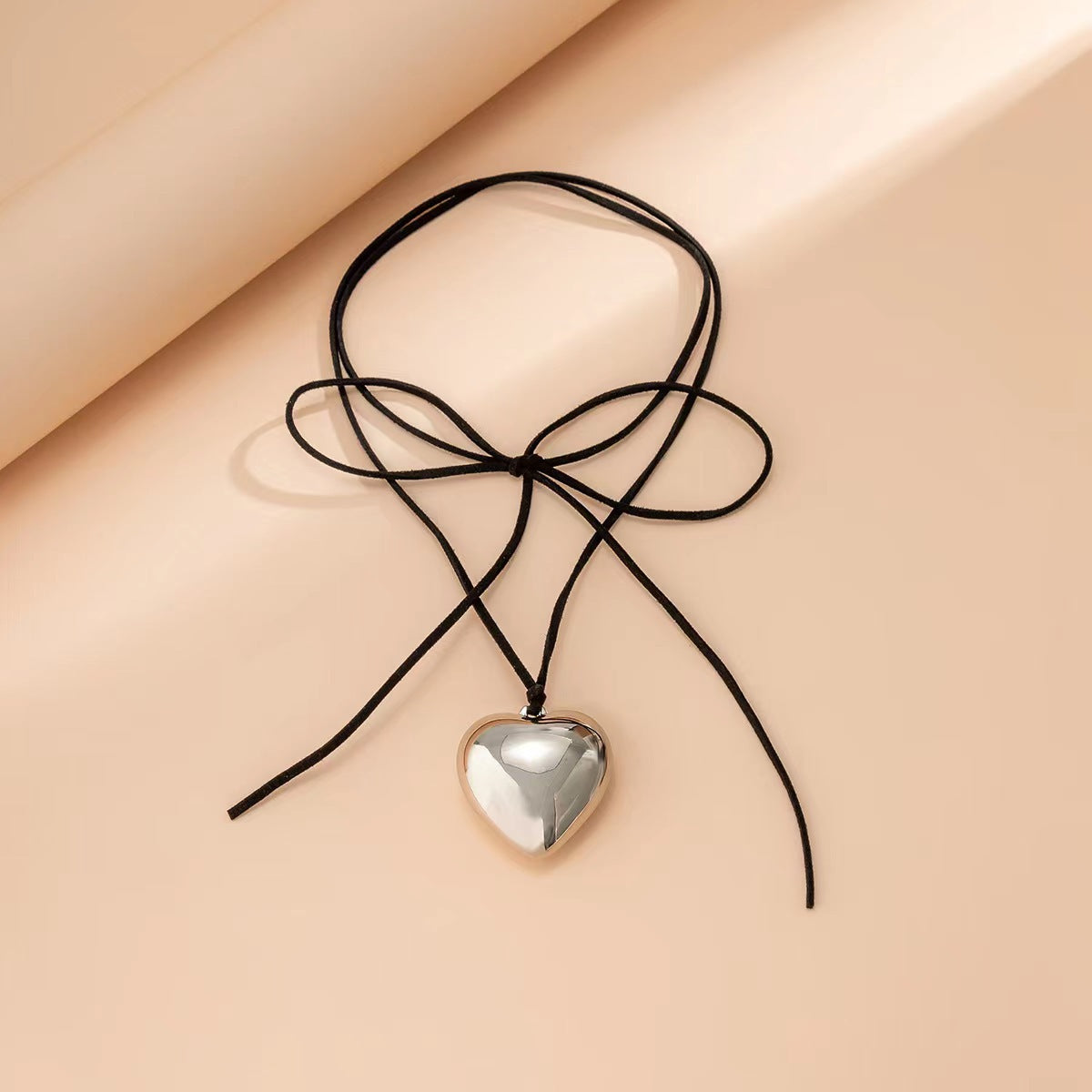 Red Glass Large Love Crystal Korean Style Personalized Necklace