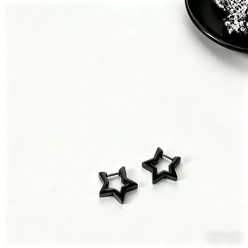 Geometry Pattern Stainless Steel Pentagram Ear Earrings