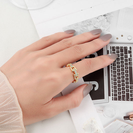 Women's Chain Hollow Opening Korean Simple Vachette Rings