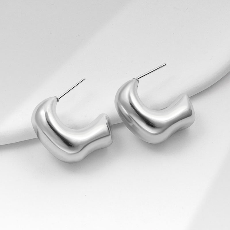Geometric Metal Niche Design Frosty Style High Stud Earrings