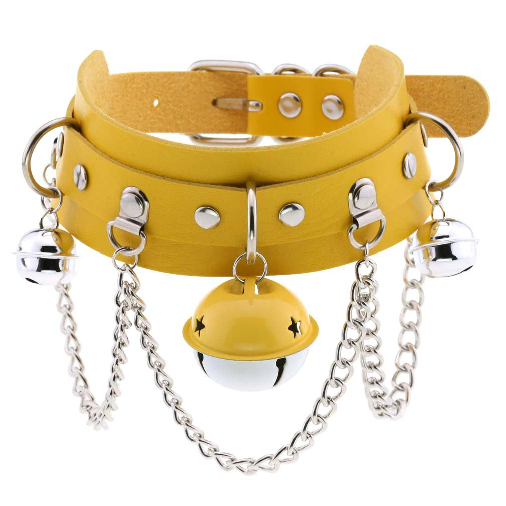 Fan Punk Leather Chain Color Two-tone Collar