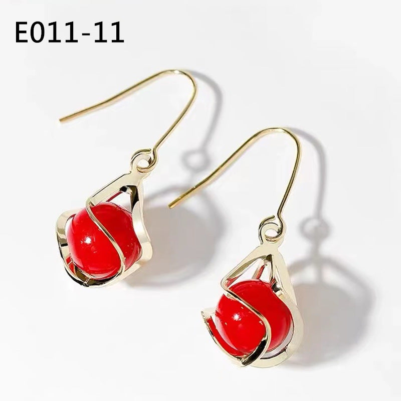 Women's Sier Needle Mermaid Pearl Retro Simple Graceful Earrings