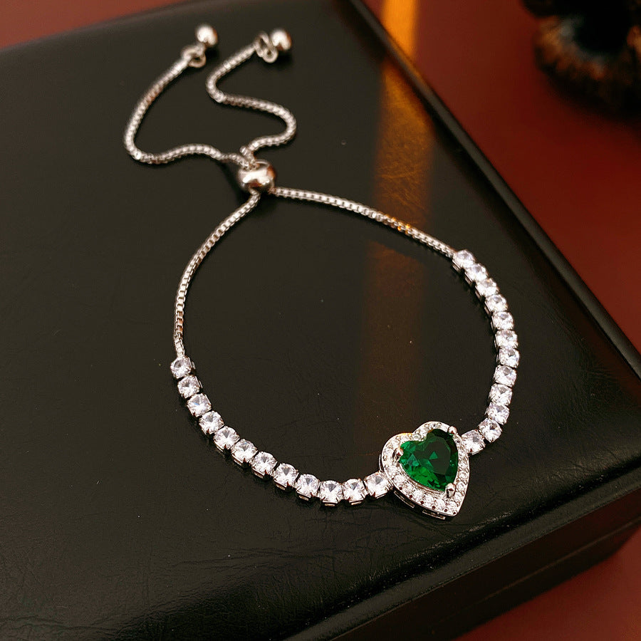 Women's Delicate Heart Zircon Adjustable Light Luxury High Sense Design Niche Bracelets