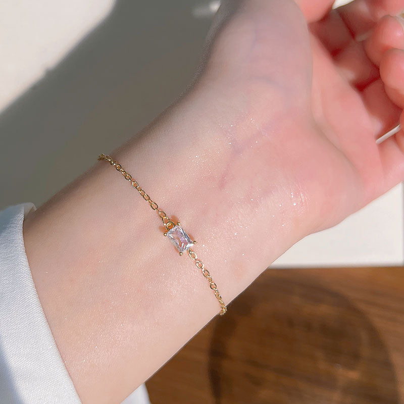 Women's Exquisite Sterling Sier Snake Bones Chain Ball Stitching Asymmetric Light Bracelet