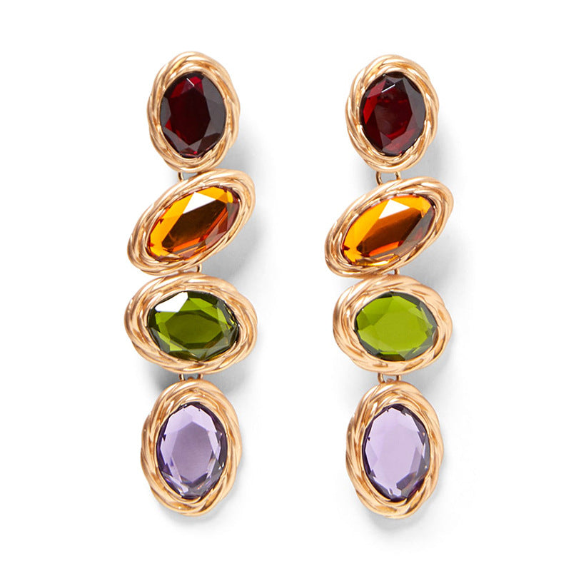 Women's Oval Sier Pin Eardrops Exaggerated Personalized Earrings