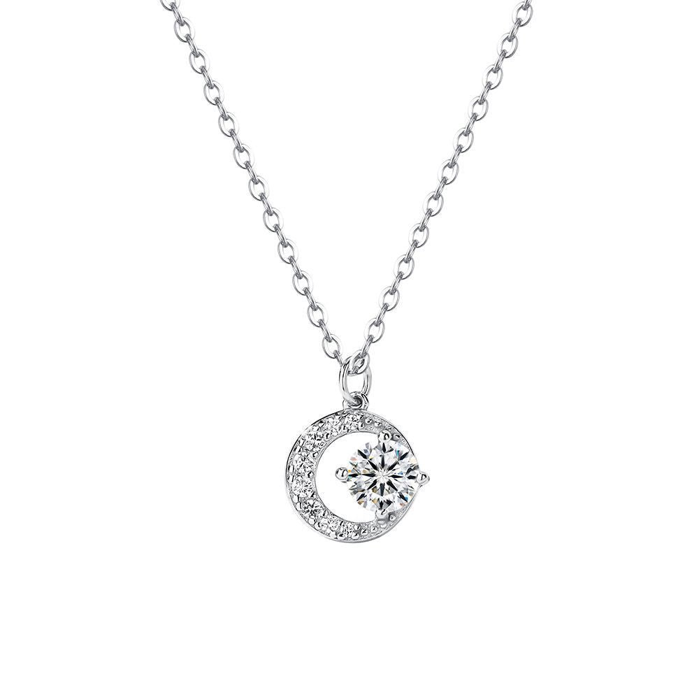 Women's Crescent Shiny Zircon For Light Luxury Necklace