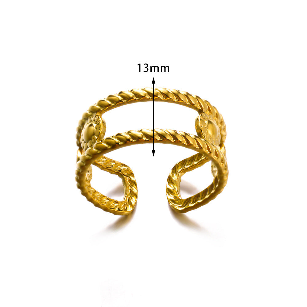 Women's Simple Line Open Stainless Steel Gold-plated Rings