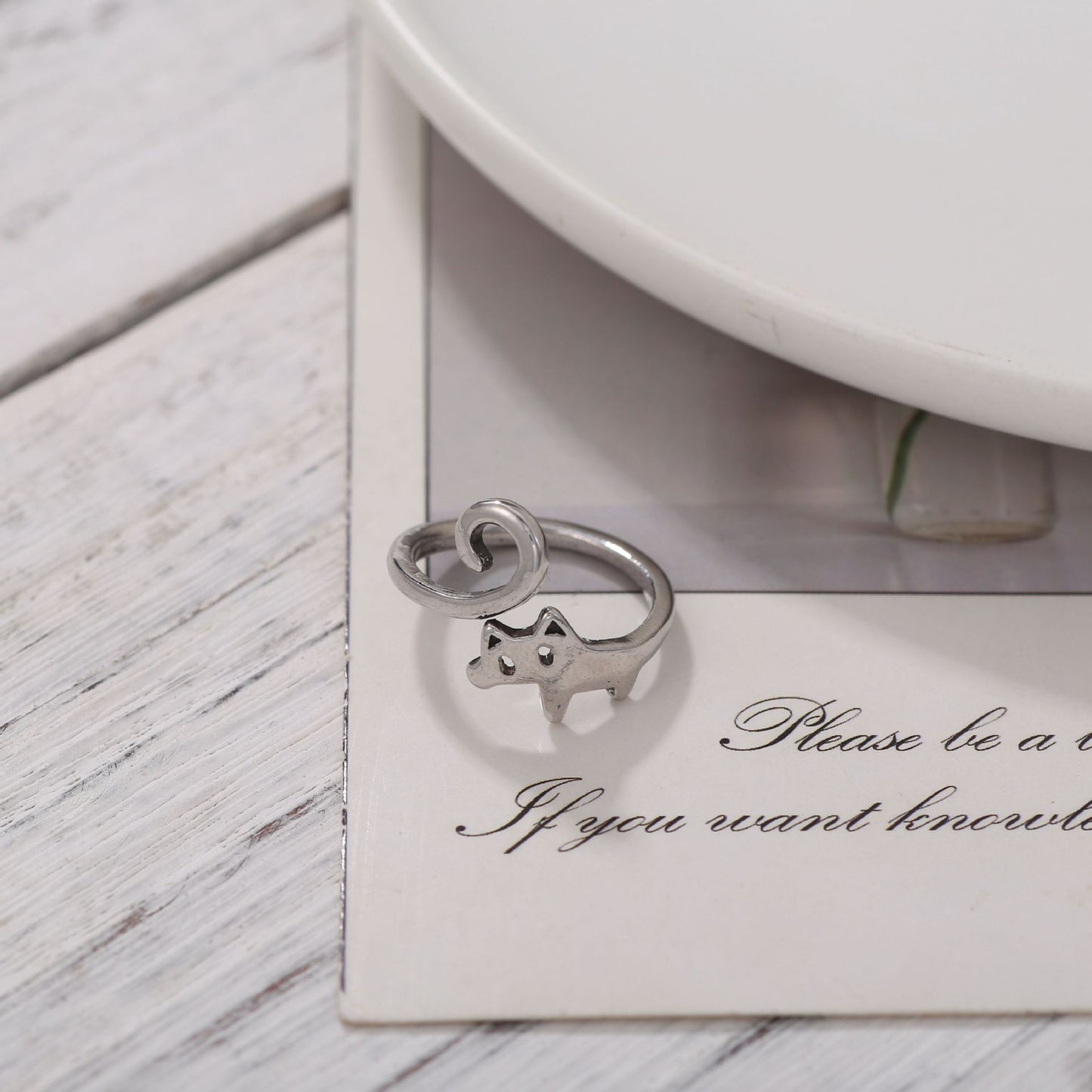 Men's Retro Trendy Sier Open Single Lucky Rings