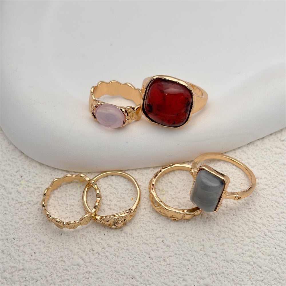 Small Round Style Mild Luxury Gem Personality Trendy Ring
