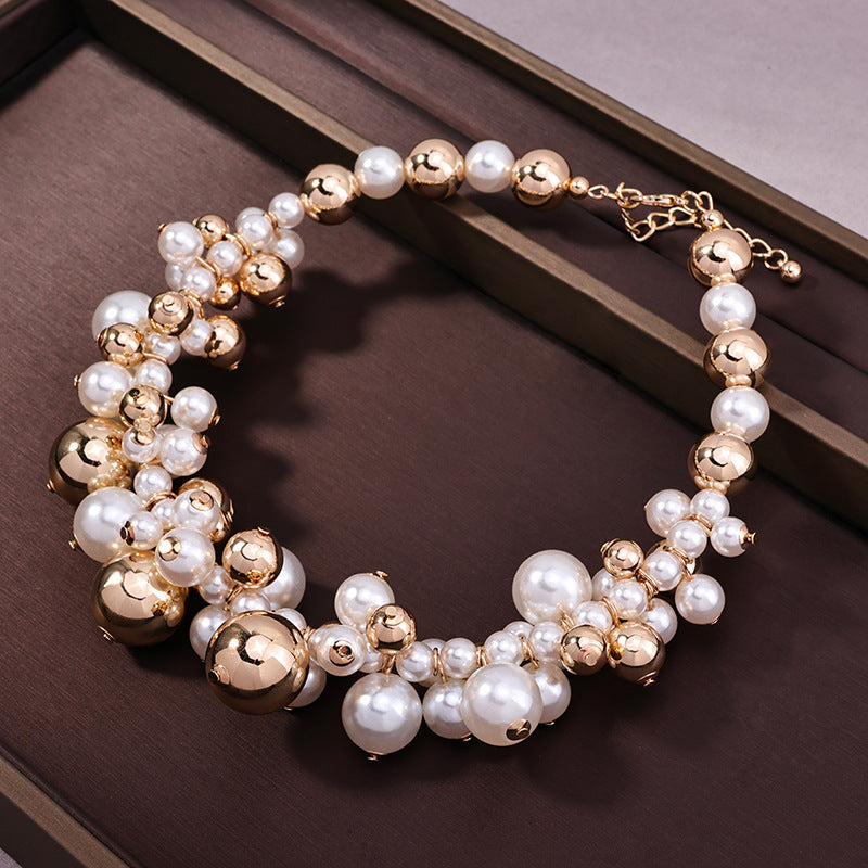 Women's Minority Sier High-grade Temperament Pearl Ball Necklaces