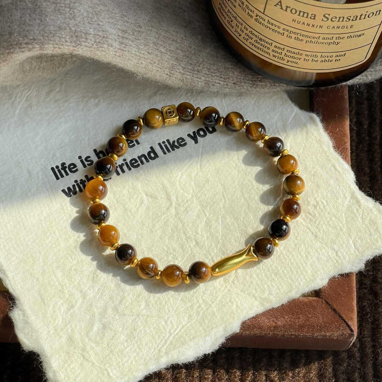 Women's Minority Tigereye Goldfish Simple High Class Elegant Hand Bracelet