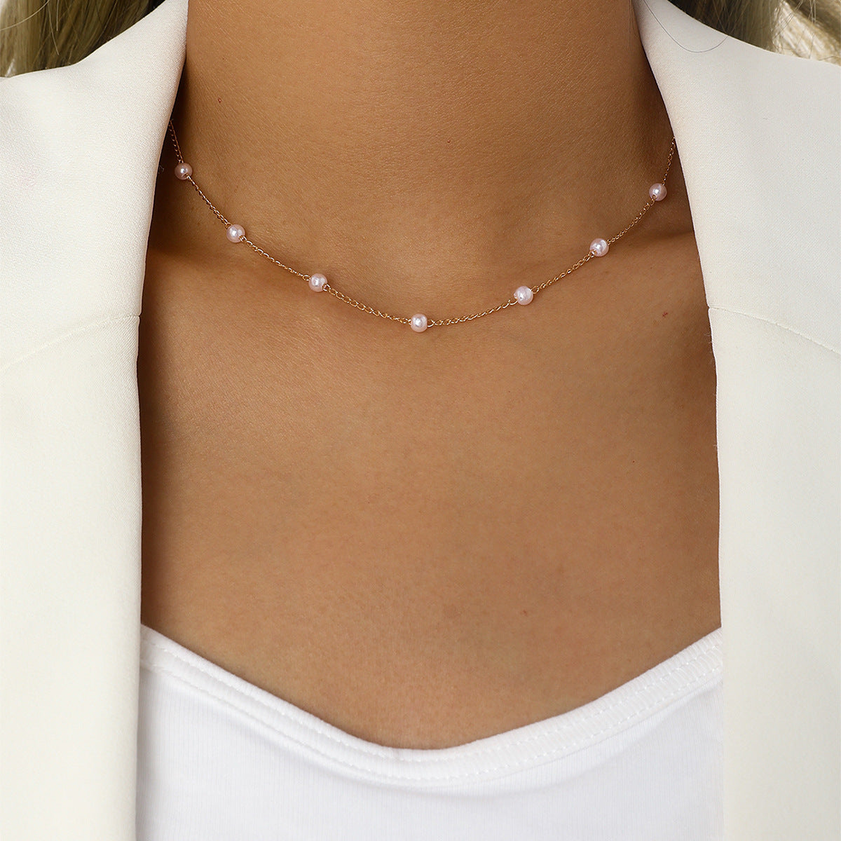 Simple Ball Clavicle Chain Personalized Imitation Pearl Female Exquisite Collar