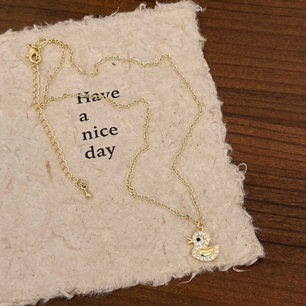 Style Cute Micro Inlaid Zircon Little Duck Earrings