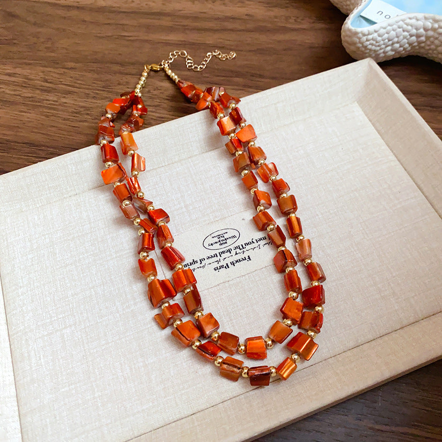 Irregular Double Shell Vintage Bohemian Personality Fashion Niche Necklace