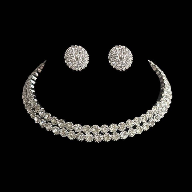 Women's Bridal Rhinestone Three-piece Clavicle Inlaid Light Jewelry Set