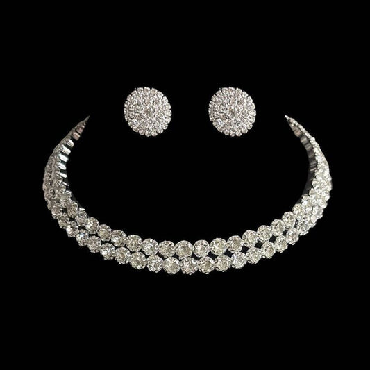 Women's Bridal Rhinestone Three-piece Clavicle Inlaid Light Jewelry Set