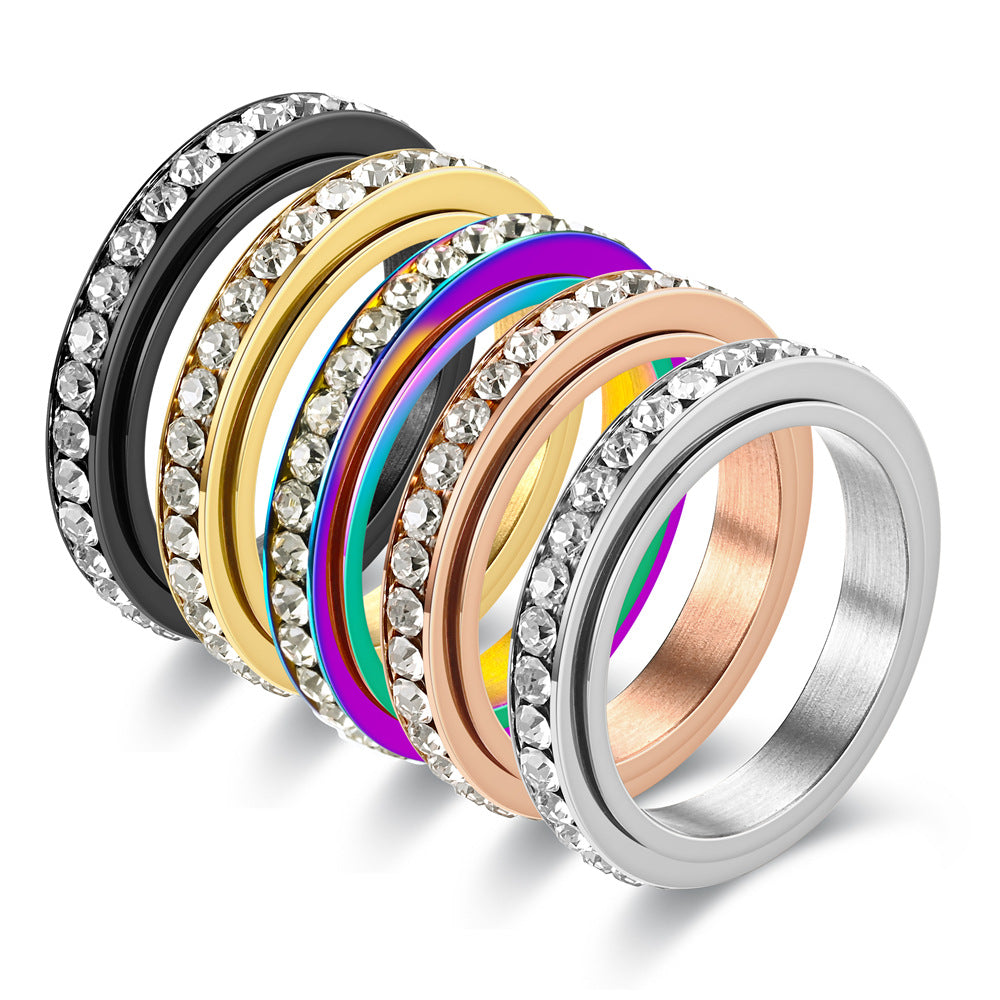 Circle Diamond Niche Decompression Can Rotatable Ring