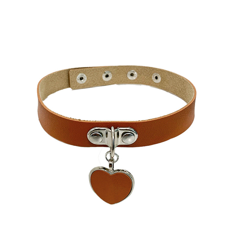 Comfortable Rock Punk Love Heart Leather Collar