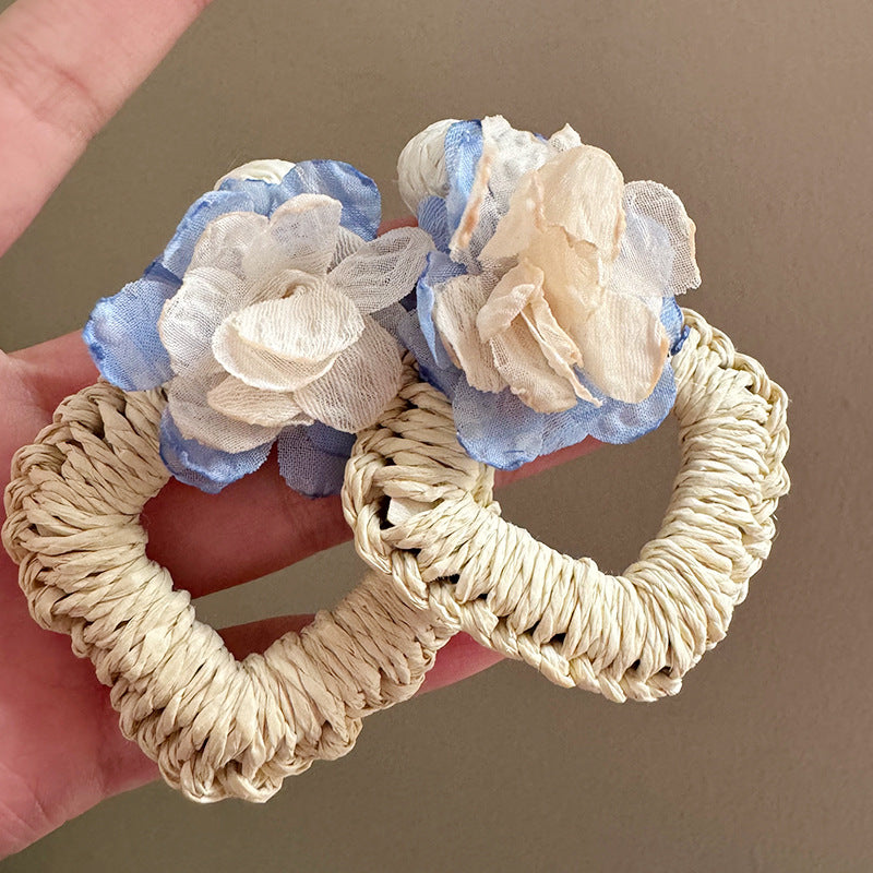 Two-color Camellia Tassel Square Fashion Atmosphere Earrings