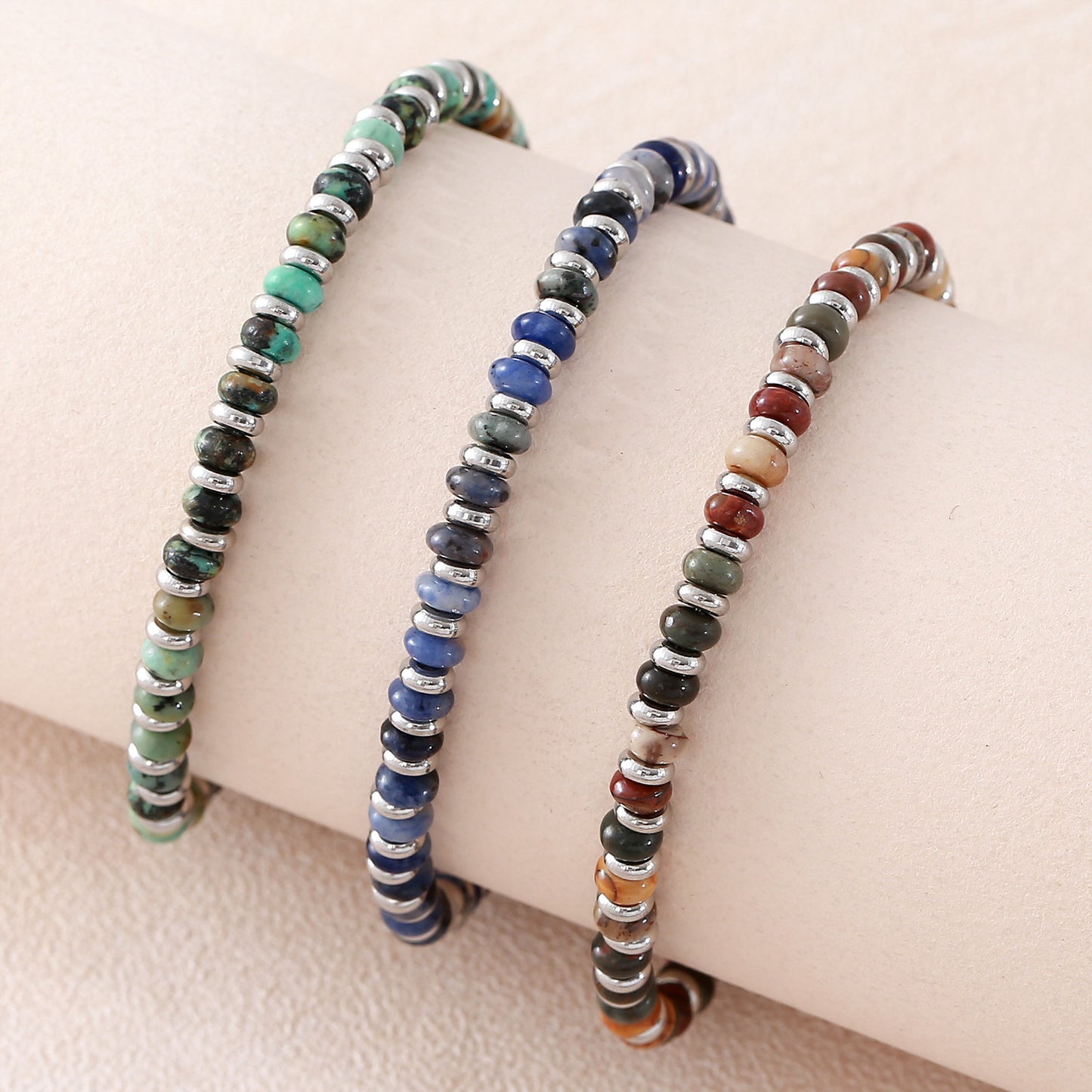 Stone African Pine Blue Pattern Red Turquoise Beaded Boho Fashion Bracelets