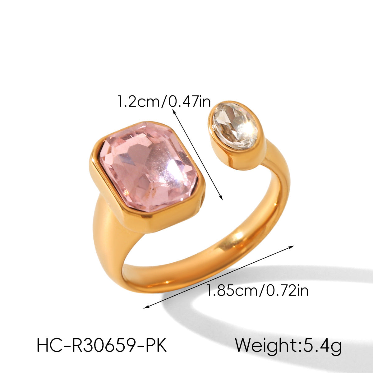 Geometric Zircon Light Luxury High-grade Stainless Steel Open Female Rings