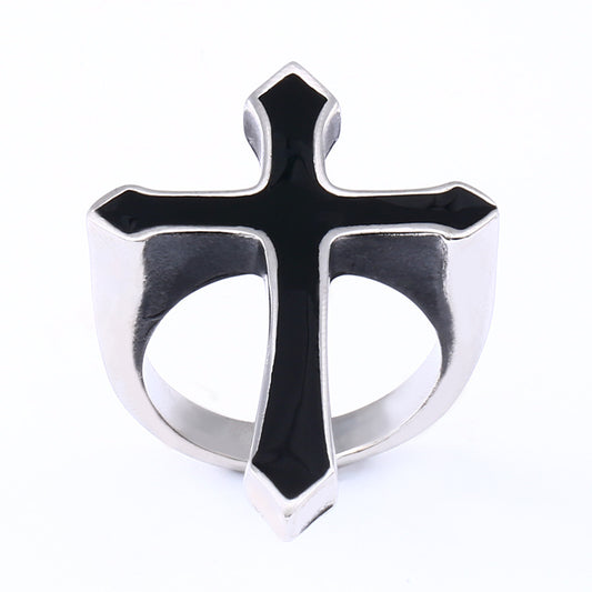 Men's Cross Simple Stainless Steel Personality Epoxy Rings