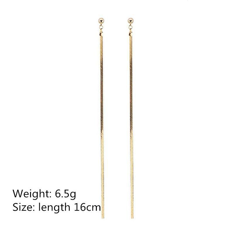 Women's Sier Pin Elegant Simple Metal Thin Chain Temperament Long Stud Earrings