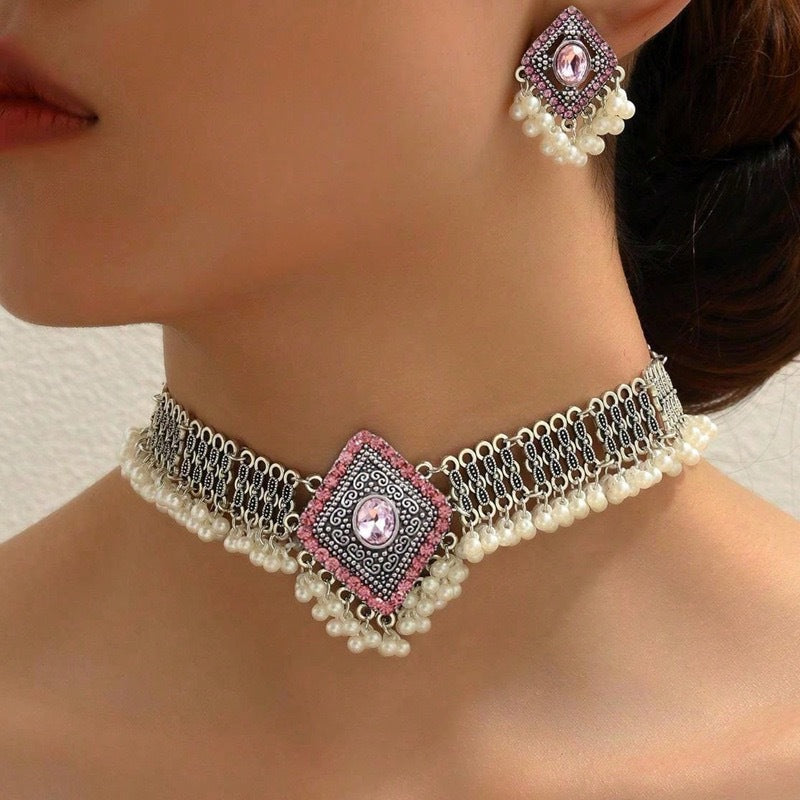 Style Retro Diamonds Pearl Suite Bridal Jewelry Set