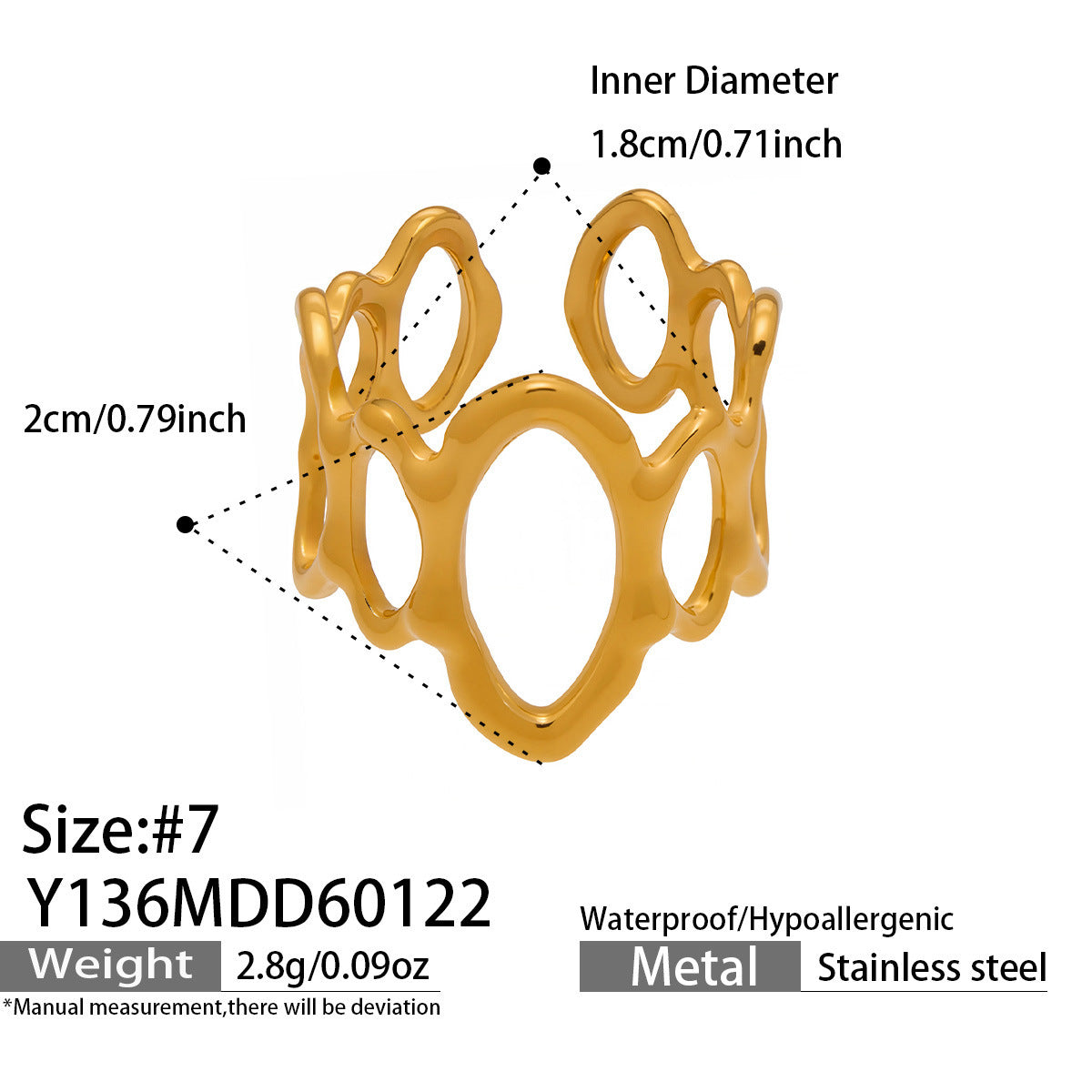 Design Geometric Stainless Steel Gold Plated Minority Fashion Rings
