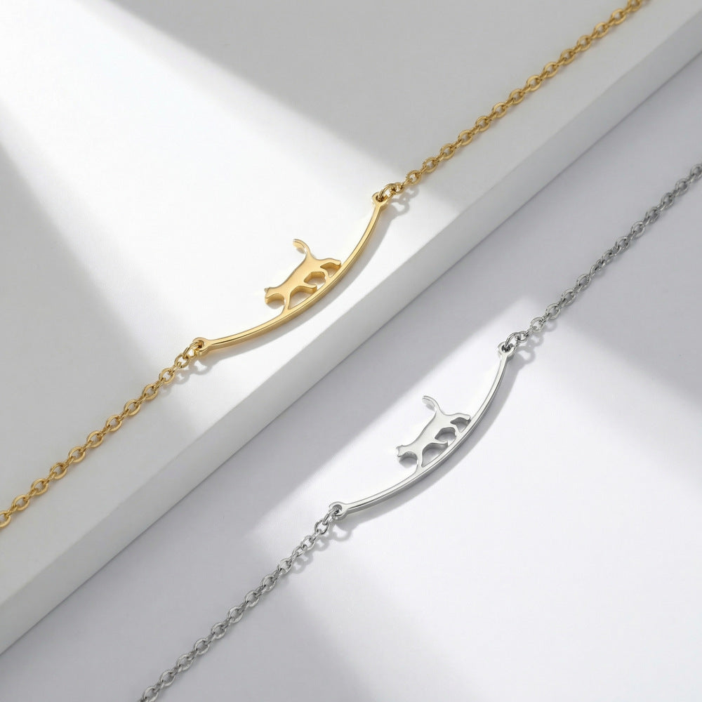 Women's Cute Walking Cat Stainless Steel Fashion Anklets