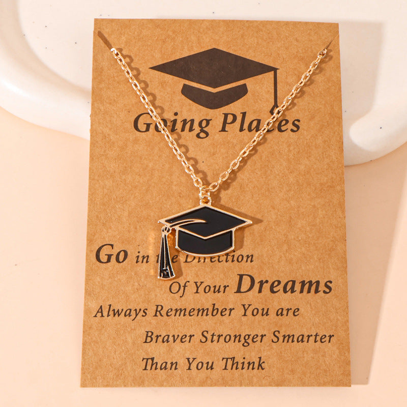 Graduation Stainless Steel Doctorial Hat Memorial Necklaces