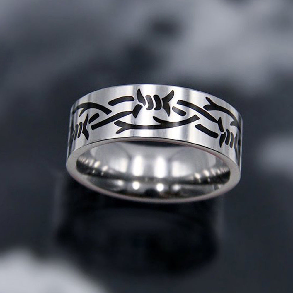 Titanium Steel Punk Rock Flame Cross Ring